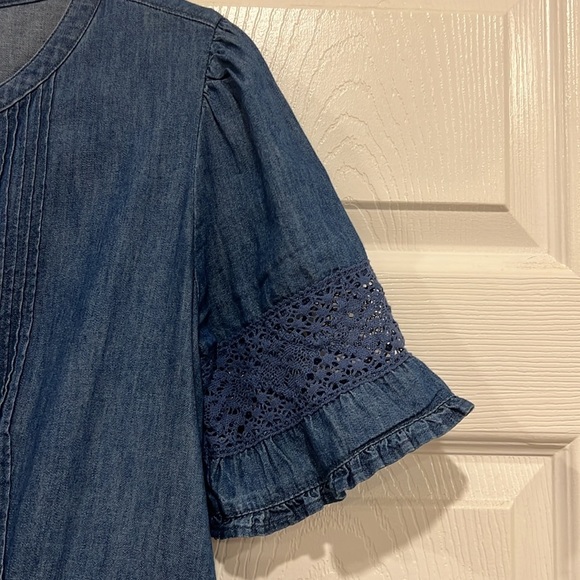 gap x LOVESHACKFANCY Denim Lace Dress Womens Size Medium - Picture 6 of 8